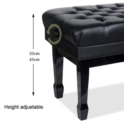 Leather Piano Bench Luxury Stool Solid Wood with Large Storage Box Adjustable Height Comfortable and Ergonomic zwart (zwart One Size)
