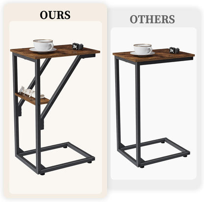 NEFROM Set 2, ET-D-BR2 C-Shaped End Tables, Sofa TV Trays of Small Couch Side Table for Living Room, Bedroom, Bedside