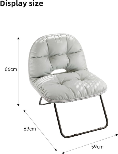 UNM Super Soft Leather Outdoor Folding Chair - Portable, Lightweight Camping Chair for Travel & Picnic, White