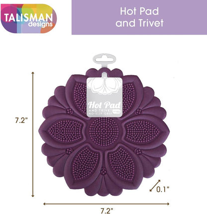 Talisman Designs No-Slip Grip Silicone Hot Pad & Trivet - Black, Set of 1