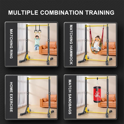 Pull Up Station, 400LBS Multifunctional Fitness Power Tower, 11 Gears Adjustable Free Standing Pull Up Bar Dip Station with Non Skid Widen Base, for Outdoor Home Gym Workout Exercise