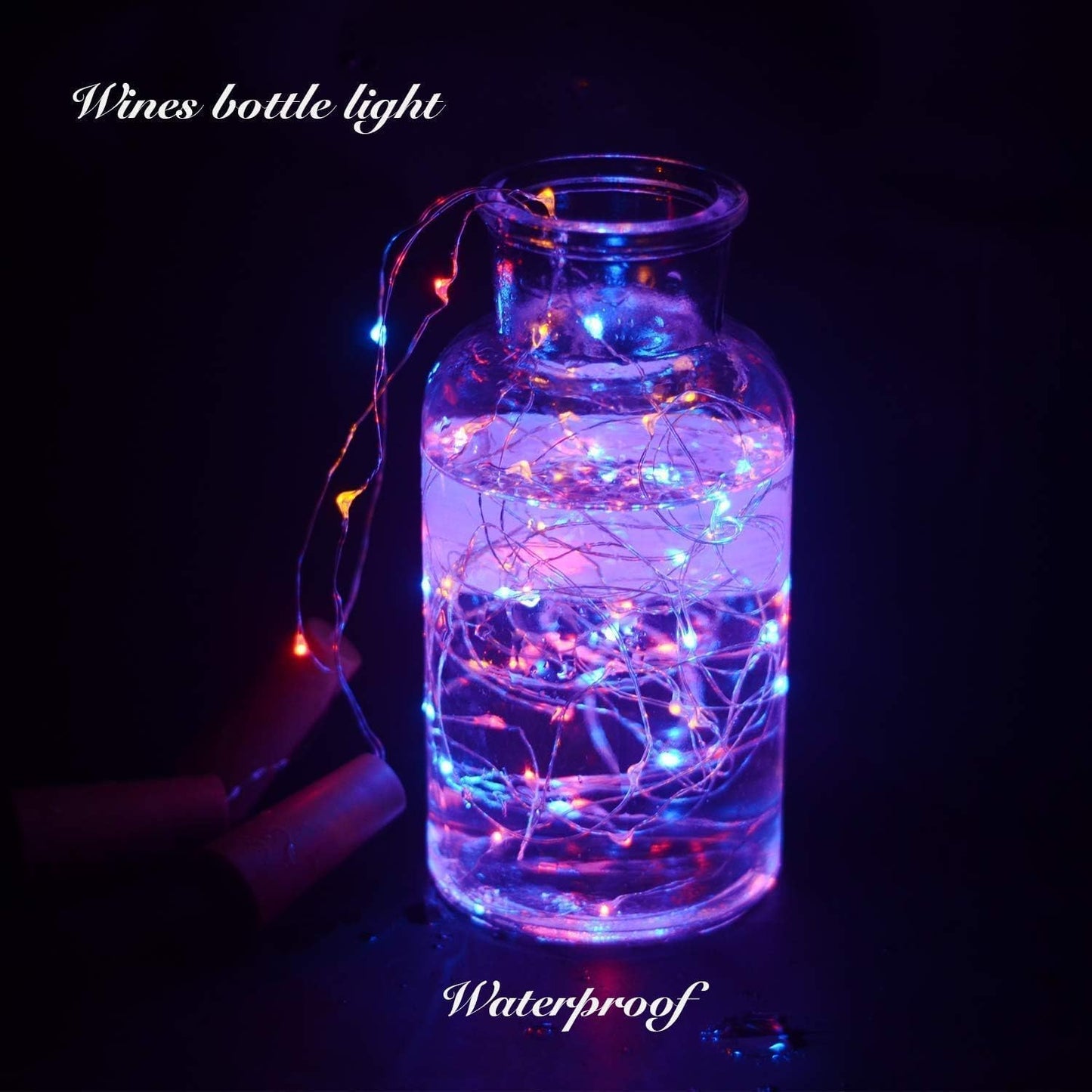 24 Pack 20LED YJFWAL Wine Bottle Lights with Cork, Cork Shape Silver Copper Wire Fairy Mini String Lights, Battery