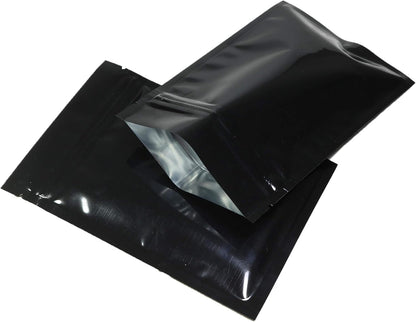 QQ Studio Double-Sided Metallic Foil Locking Bag, 7.5x10cm (3x4), Durable Flat Style, Black