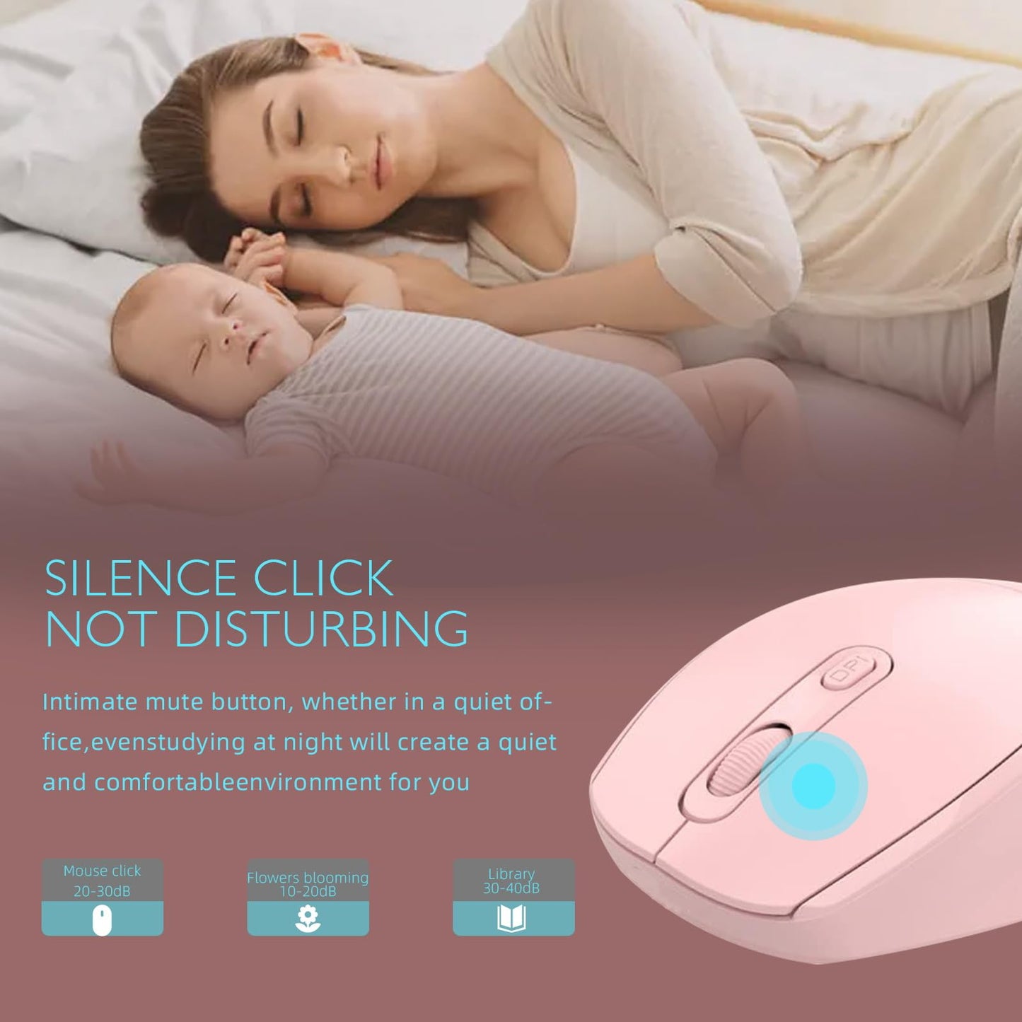ONE-UP Wireless Mouse, 2.4G, Silent, USB Nano Receiver, for Laptop, Chromebook, PC, Mac, Windows and School Work (Black)