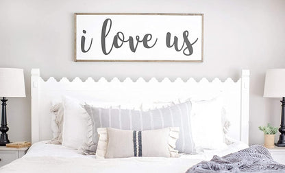 Tamengi I Love Us Wood Sign - Rustic Farmhouse Decor, 6x20inch Wall Mount for Home Events