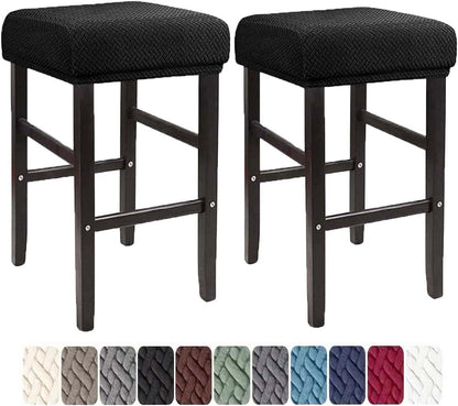 LIULIWEIFA Set 4/2/1 Counter slipcover,Black,2pcs Bar Stool Covers Rectangle of Saddle Bar Stool Covers Slipcover Stool