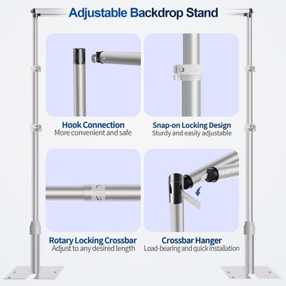 Qoolfoto 10x10ft Pipe and Drape Backdrop Stand, Double Crossbar, Heavy Duty Adjustable Background Frame with Metal Base for Parties Photography Wedding Photoshoot Decoration