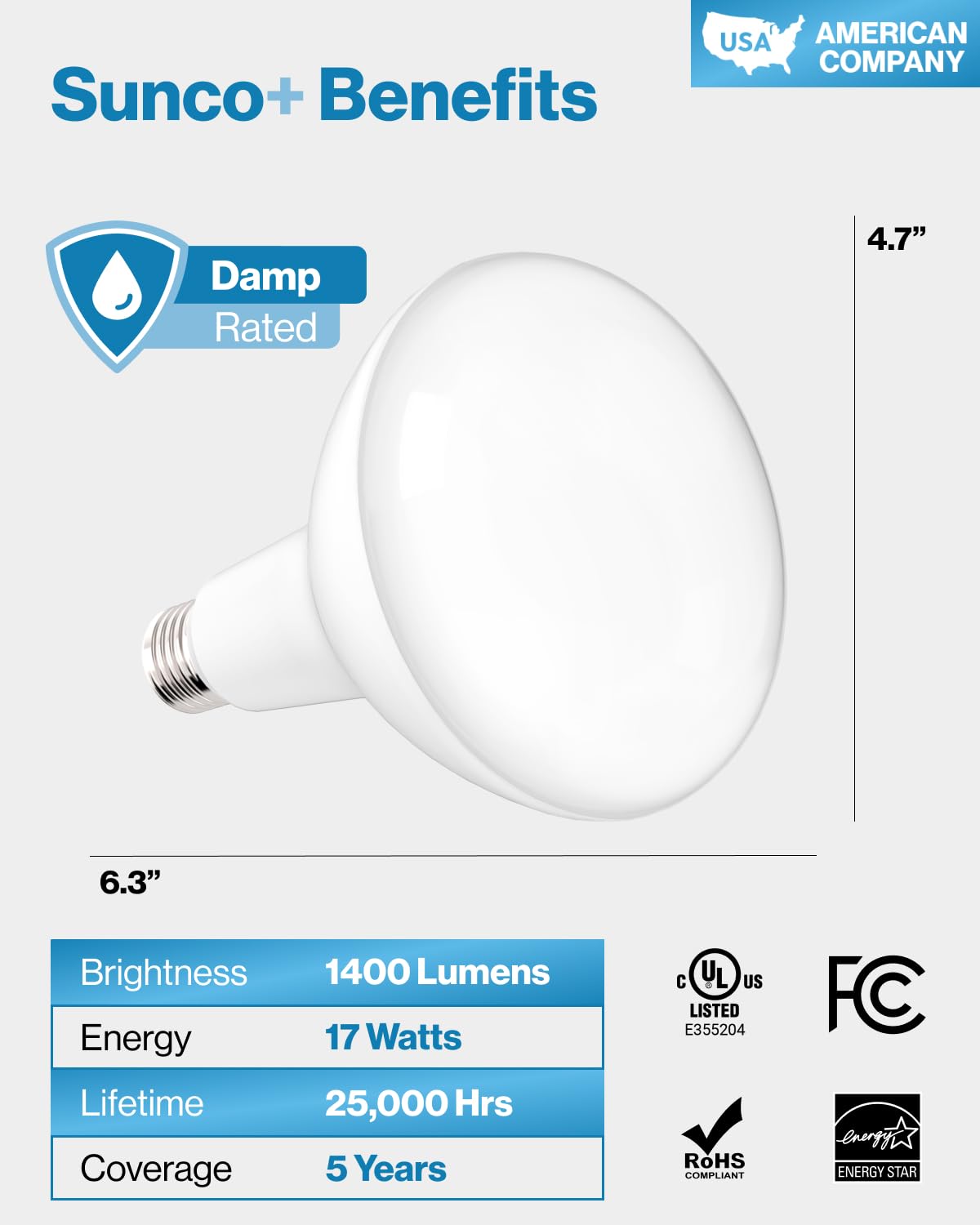 Sunco 6 Pack BR40 LED Light Bulbs, Indoor Flood Lights, Recessed Can Light Bulb, 1400 LM, 17W (100W Equivalent), 2700K Soft White, Dimmable, E26 Base, for Home, Bedroom, Kitchen UL.