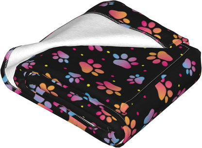 50x60-Inch Cute Dog Paw Print Theme Blanket Lightweight and Compact for Easy Folding, Anti-Pill, Wrinkle-Resistant