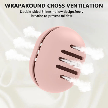 2 Pcs Makeup Sponge Holder,Double-Sided Breathable Silicone Beauty Blender Holder for Travel or Daily,Shatterproof Make-up Travel Case Quick Drying Easy to Carry,Grey+Pink