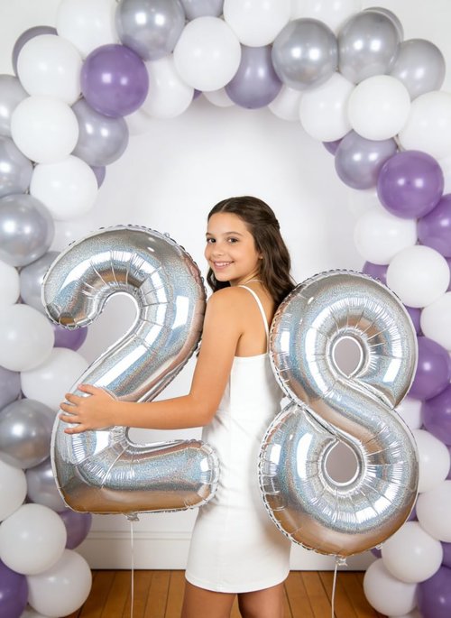 Laser Silver Number 2 Balloon - 40 Inch Birthday Decoration for Second Birthday Party Supplies