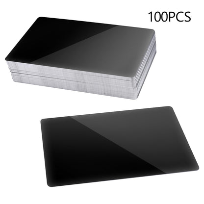 Frddiud 100Pcs Metal Business Card Blanks, Anodized Aluminum Custom Business Card Blanks for CNC Engraver Laser Engraving DIY Cards, 3.3x2.1 Inch DIY Gift Plate Cards for Office Clients (Glossy)