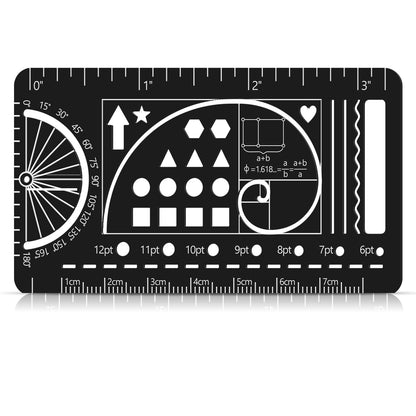 Humyoun Journal Stencil and Drawing Template Ruler Conversion Protractor Golden Ratio, Stainless Steel Bookmark Model Kit School Drafting Equipment for Students Bible Journaling Sketching Notes