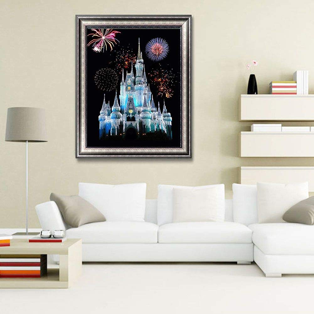 SUKIMI 5D DIY Diamond Art Painting Castle 16x20 inches Round Drill Rhinestone Embroidery for Wall Decoration