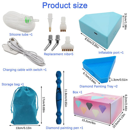Diamond Art Painting Vacuum Pen Kit, Electric Diamond Art Pen with Storage Tray, No Wax Needed Diamond Art Accessories DIY 5D Art Craft Jewelry Bead Rhinestones(Blue)