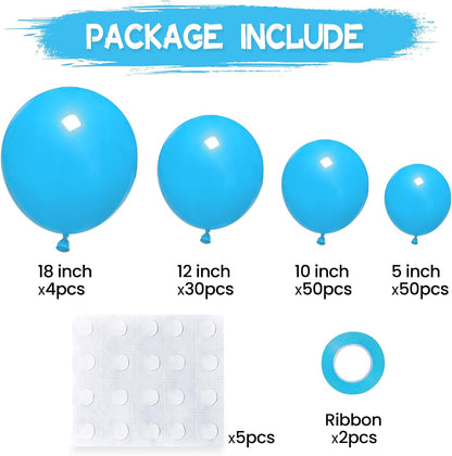 134Pcs 5 10 12 18 Inch Light Blue Balloons Different Sizes Light Blue Balloon Garland Arch Kit, Blue Latex Balloons