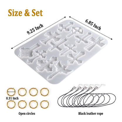 SWUAVD Cross Resin Molds, 9×7inch Epoxy Resin Cross Molds Silicone Molds for Keychain DIY Craft Necklace Jewelry Pendant Making Halloween Gifts