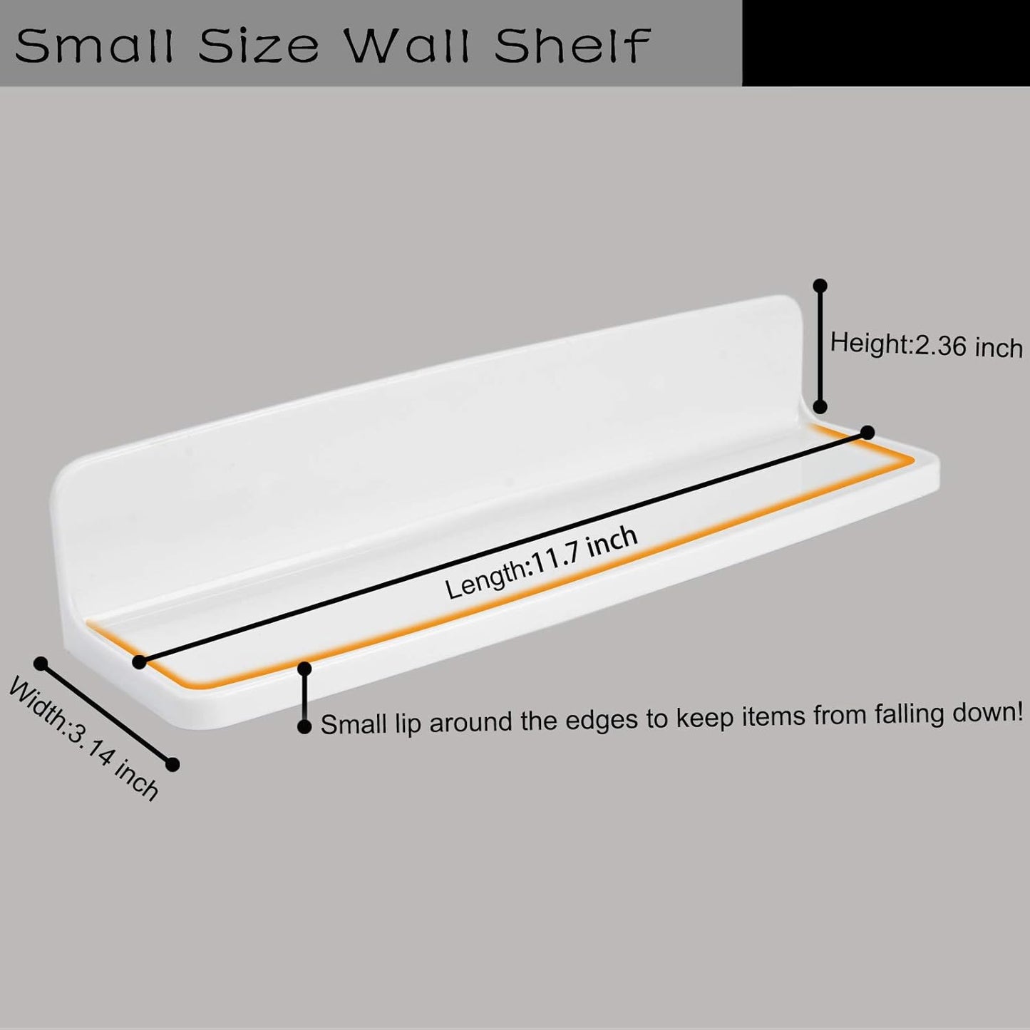 Wall Mounted Small Floating Shelf Stick On Shelves for Bedroom, Kitchen, Bathroom - Display Speakers, Photo Frame,
