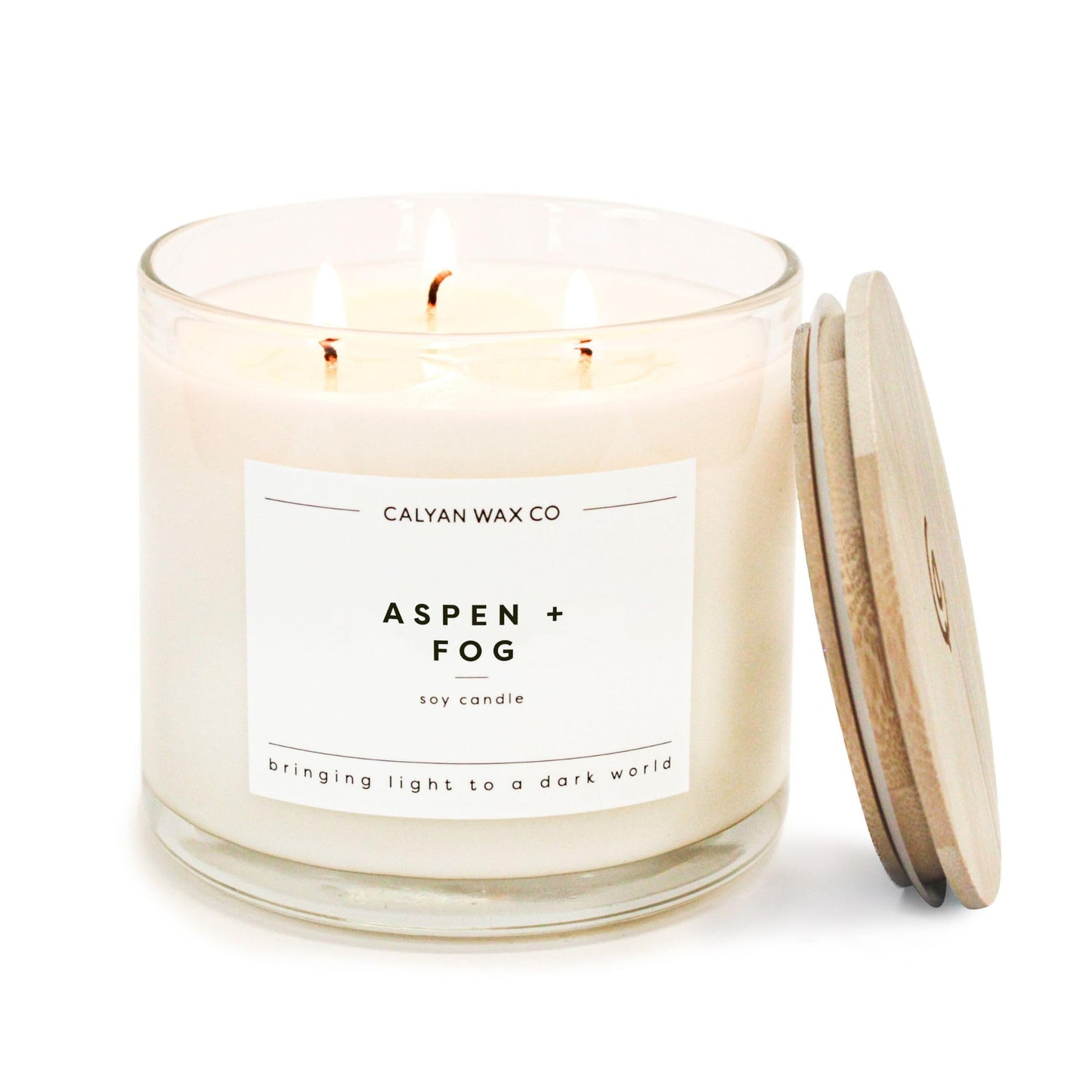 Calyan Wax Co. Aspen & Fog 3 Wick Scented Candle - 43 Hour Burn - Luxury 3 Wick Soy Candles - Clean Soy Wax Candles - Long Lasting Large Glass Jar Candle for Home - 14.9oz