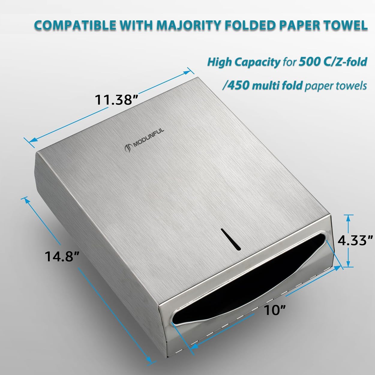 Commercial 400 /420 SUS304 Paper Towel Dispenser Wall Mount: Large Capacity Paper Towel Holder for Bathroom with Lock