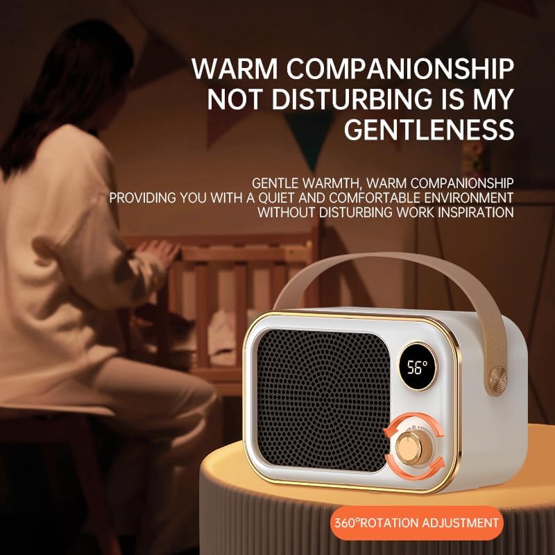 Indoor Heater, 1200 Watt Portable Electric Heater, Temperature Controlled Lightless PTC Ceramic Heater for Bedroom and