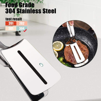 12 Inch Long Kitchen Spatula - 304 Stainless Steel Slotted Spatula, Double Blade Cooking Utensil, 2 Pcs Anti Rust