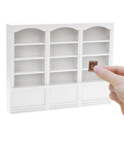 iLAND Dollhouse Bookshelf 1/12 Scale Dollhouse Furniture Mini Wooden Bookshelf for Miniature Books Mini Bookcase 1/12 Scale Accessories Mini Library Doll House Living Room Books Shelf Miniature Gifts
