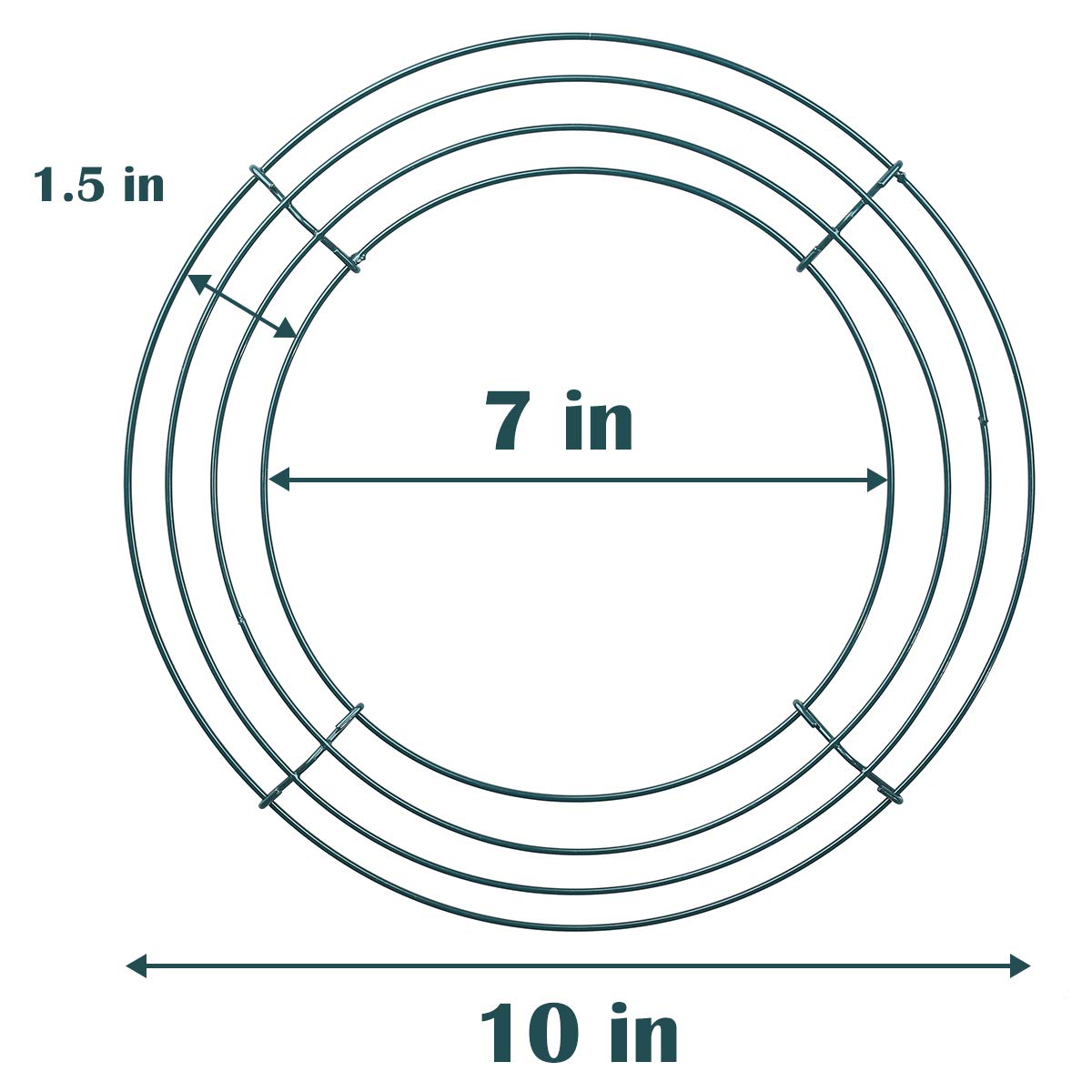 6 Pack Wire Wreath Frame 10 Inches Metal Wreath Rings for Chirstmas New Year Party with 6 Pcs Adhesive Hooks and 38 Yard 22 Gauge Paddle Wire for Crafts