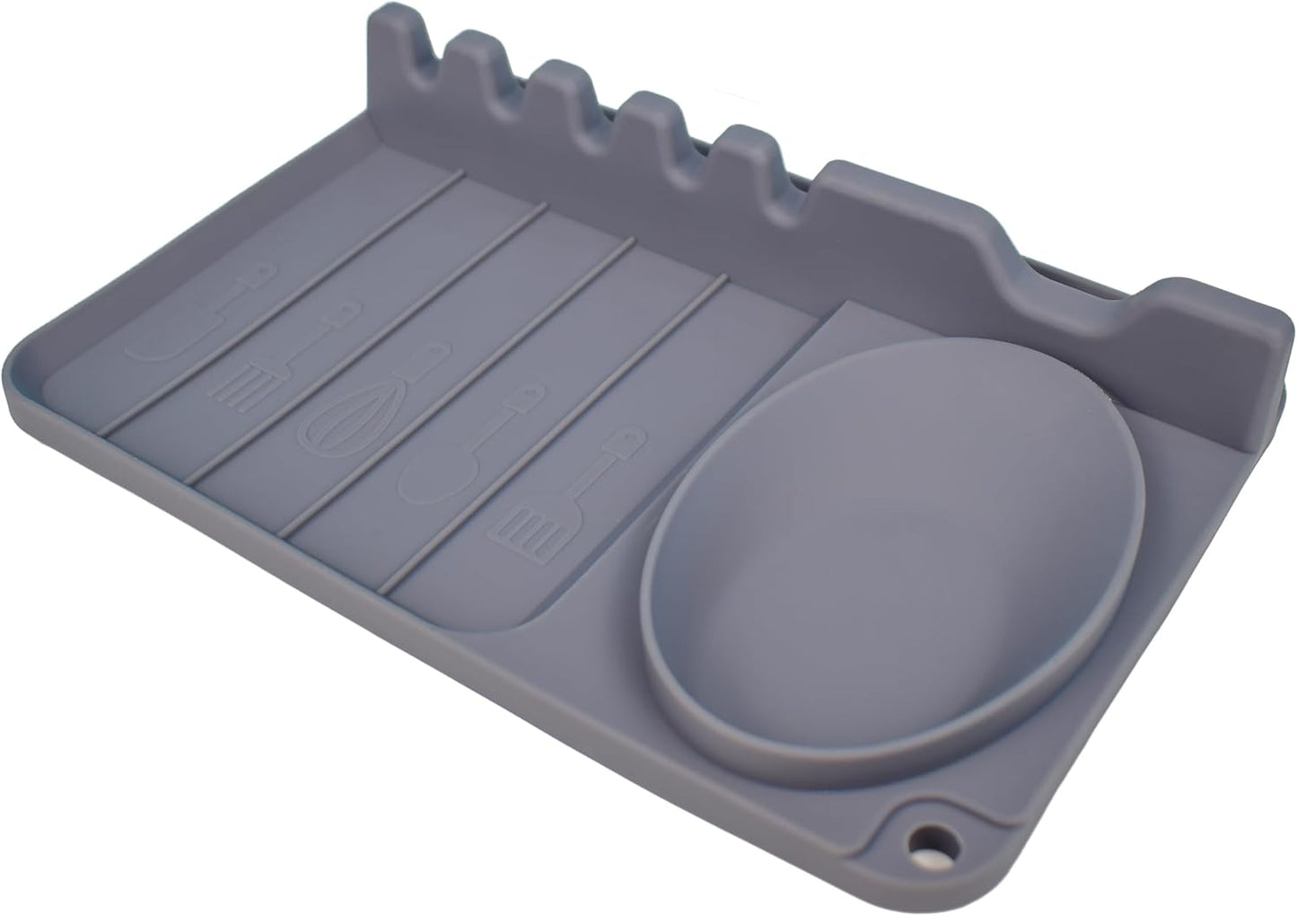Silicone Utensil Rest with Large Spoon Rest & Drip Pad, Heat-Resistant Holder for Kitchen Counter