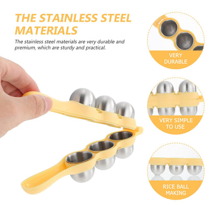 CALLARON Rice Baller Shakers - Stainless Steel Sushi Mold, Manual Rice Ball Maker Mold, Poratble DIY Sushi Prep Kit with Rice Spoon, RICE BALL MAKER Accessories for Kitchen Restaurant 7 x 2.5 inch
