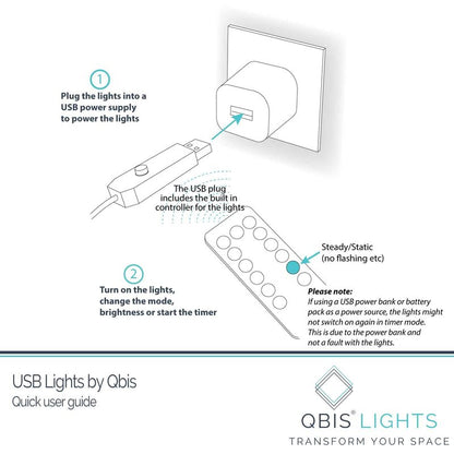 QBIS Warm White Fairy Lights on Copper Wire, 100 Micro LED String Lights with USB Plug, Timer, Multi Function, Adjust Brightness, Pretty Micro LED Christmas Lights