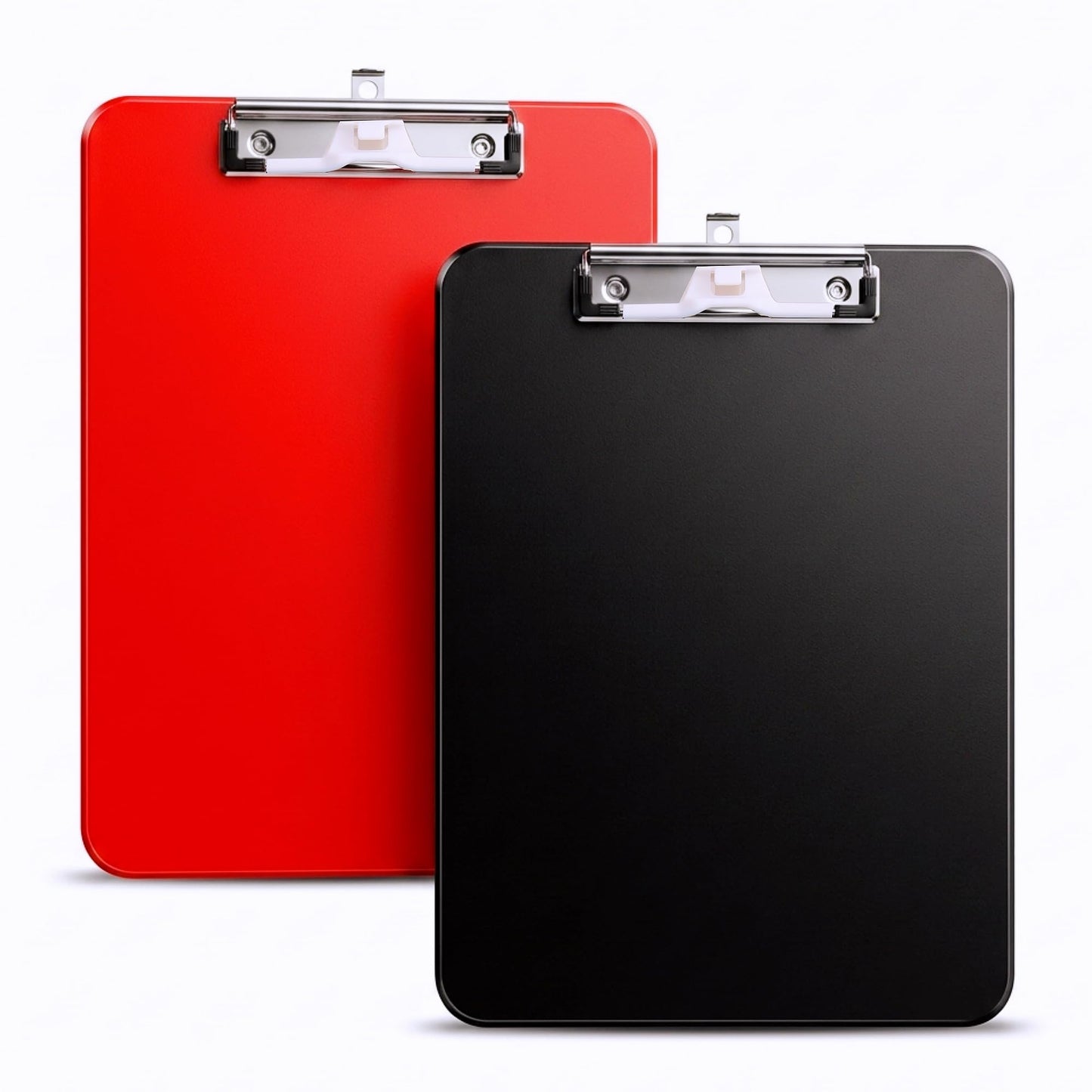 TFDLCG zm Clipboard with Pen Holder,2 Pack Clip Boards 8.5x11 Letter Size A4,Lightweight Plastic Clip Board with Hanging Loop for Women,Nurses,Students,Office,Home,Black Red
