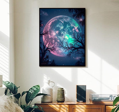 ACANDYL Moon Paint by Numbers Kit for Adults Beginner Paint by Numbers for Adults Canvas Painting by Number DIY Acrylic Oil Painting on Canvas Arts Craft Decoration 16x20 Inch