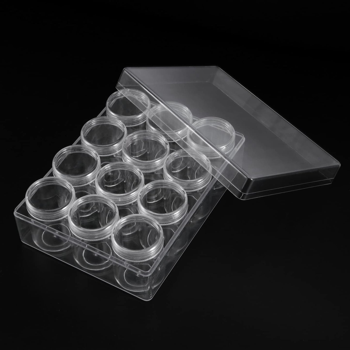 SEHOI 4 Pack 12 Grid Clear Plastic Jewelry Box Organizer,5D Diamond Embroidery Painting Accessories Storage Box,Small Bead Storage Containers for Bead Gem Nail Glitter Slime