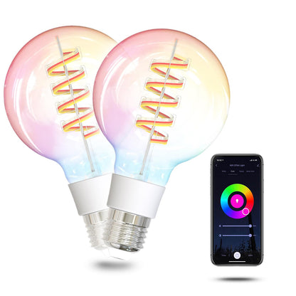 MOES Smart ST64 Edison LED Light Bulbs, Color Changing WiFi ST21 Smart Bulbs, 2700K-6500K CW& RGB Dimmable, Smart Life Remote Control, Work with Alexa/Google Home, 470lm 5W (40W Equivalent) 2 Pack