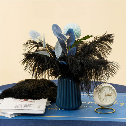 NEWONG 30pcs Black Ostrich Feathers Natural Bulk 9-12inch(23-30cm) Vase Craft Wedding Home Party Centerpieces Christmas Day Decoration
