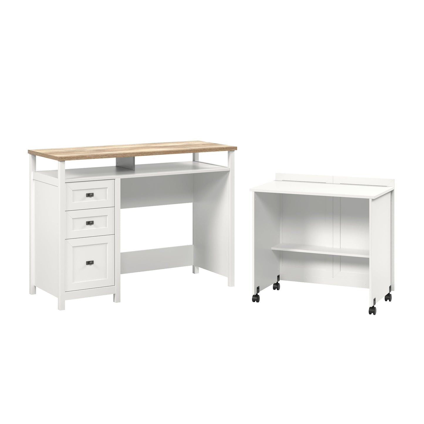 Sauder Cottage Road Credenza Desk, White Finish