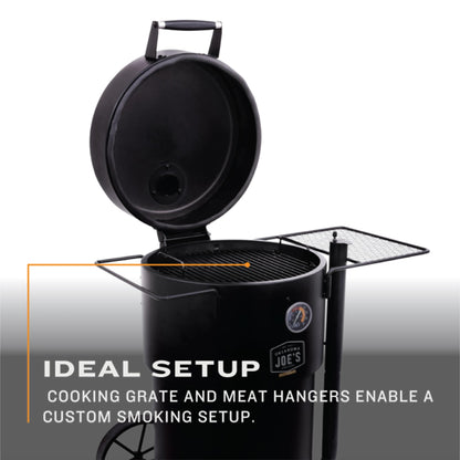 Char-Broil Oklahoma Joes Bronco Barrel Drum Smoker with Porcelain Coated Steel, Air Intake Channel, and 630 Square Inches Cooking Surface, Black