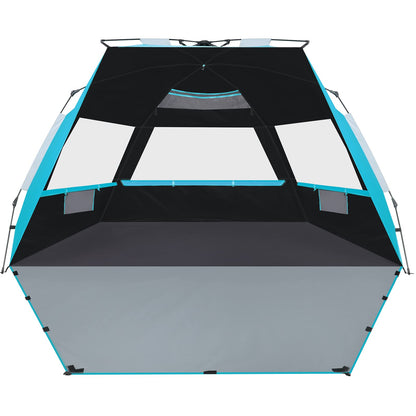 SEBOR Beach Tent, Deluxe XL Pop-up Beach Tent for 4-6 Person, UPF 50+ with Dark Shelter Technology, Easy Set Up and Portable Beach Tent Sun Shelter(Sky Blue)