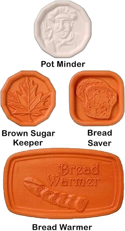 COOK’S HELPER 4 Piece Collection - Bread Saver, Brown Sugar Keeper, Pot Minder, Bread Warmer - Perfect Hostess Gift