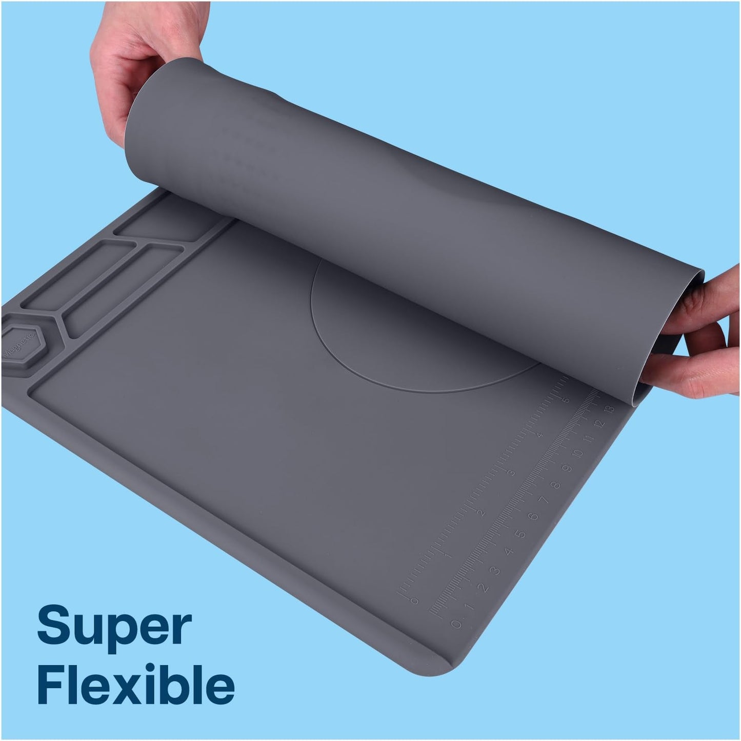 MMOBIEL Silicone Soldering & Repair Mat – Heat Resistant up to 932°F (500°C) – Non-Slip Magnetic Workbench Mat for Soldering, Electronics, Computer & DIY Projects (Grey, 16 x 11.5 inch (Magnetic))
