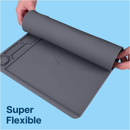 MMOBIEL Silicone Soldering & Repair Mat – Heat Resistant up to 932°F (500°C) – Non-Slip Magnetic Workbench Mat for Soldering, Electronics, Computer & DIY Projects (Grey, 16 x 11.5 inch (Magnetic))