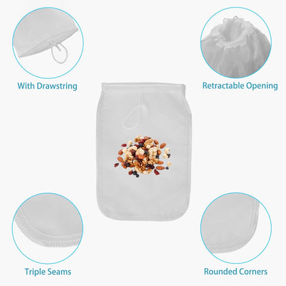 DAOGUAUNG 2 Pack 150 (7.8x11.8in) Reusable Micron Fine Mesh Bag Nut Milk Bag, Nylon Nut Bag Strainer for Straining