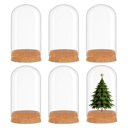 Kanlpeia 6 PCS Glass Dome with Cork, Decorative Jar & Bell Jar Display Cloche 2.37x3.94 in Clear Glass Cloche with Base for Miniatures, Succulents, Collectibles, Specimens & DIY Terrariums