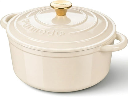 5.5QT Parmedu Enameled Cast Iron Dutch Oven for Sourdough Bread Baking, Easy Cleaning, Versatile for Stewing, Roasting