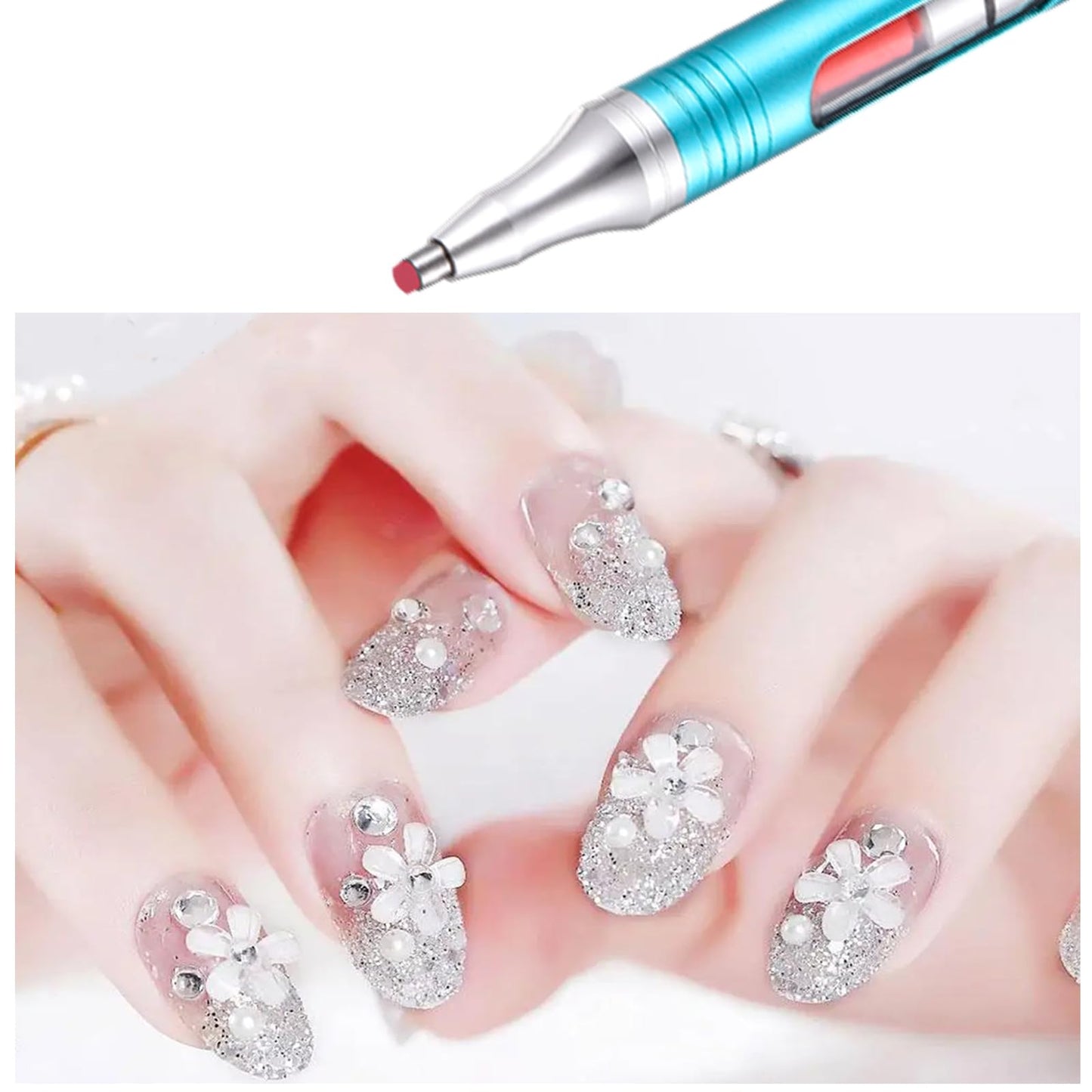 Yacig Diamond Art Pen Refillable Wax Pen for Diamond Painting, Metal 5D Diamonds Art Accessories Pens with a Multi Placer, Blue