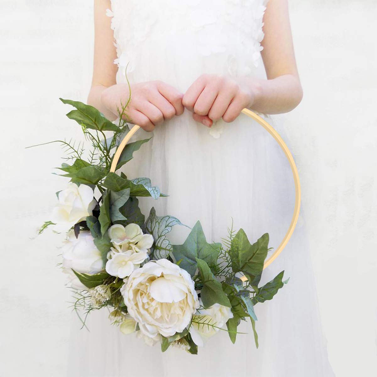 Worown 16 Pack (6” & 8”) Wooden Bamboo Floral Hoops Wreath Rings for Making Wedding Wreath Decor and Wall Hanging Crafts