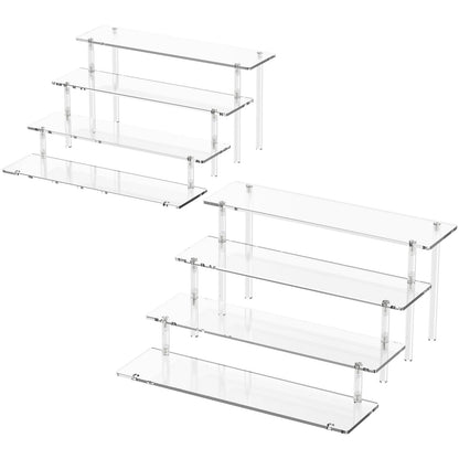 4 Tier Acrylic Display Risers, Clear Perfume Organizer Stand, Large Cupcake Stand Holder, Dessert Display for Party, Display Shelf for Figure and Collection, Riser Stand for Decoration and Organizer