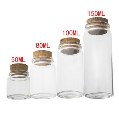 ELYSAID 4pcs of 150 ml Empty Clear Glass Bottles Vials With Cork Stopper Storage Jars 47x120mm Bottle 5.3oz