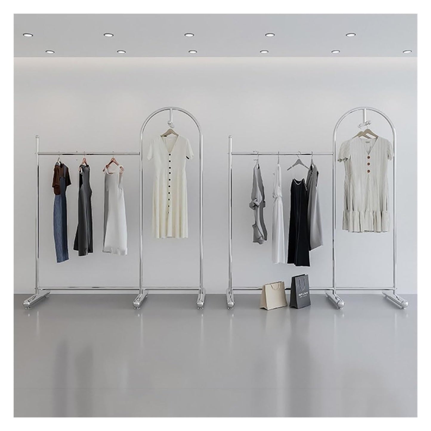 CUTPOIY Clothes Rail Garment Rack Commercial Heavy Duty Garment Rack, Stainless Steel Clothing Rack Free Standing Coat Rack for Bedroom Clothes Drying Rack for Hanging Clothes, Silver-130x40x170cm